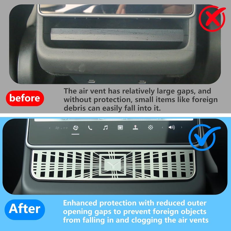 Arcoche Rear Condition Air Vent Outlet Cover for 2025 2026 Tesla Model Y Juniper Accessories Air Flow Vent Grille Protection Upgraded stainless steel and ABS - Image 4